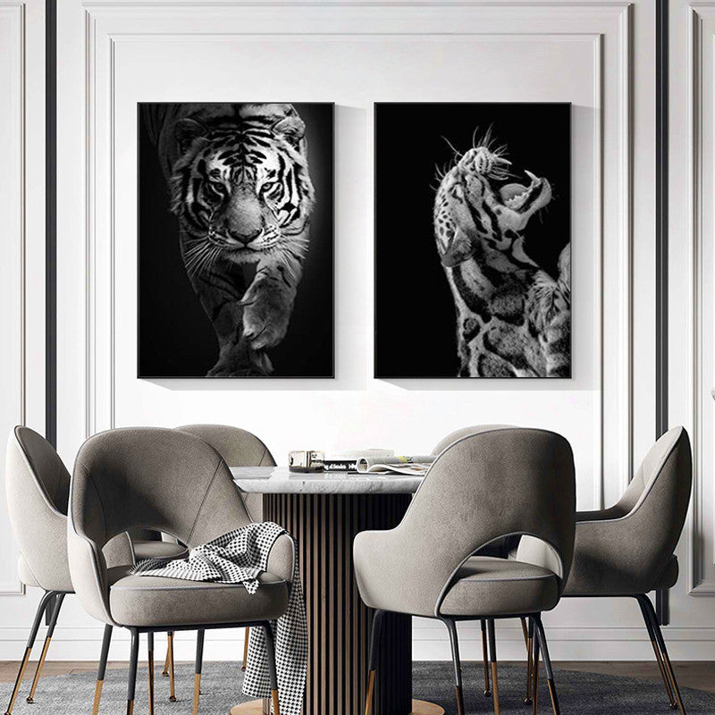 Black And White Animal Tiger Art Print Wall Painting Canvas Picture