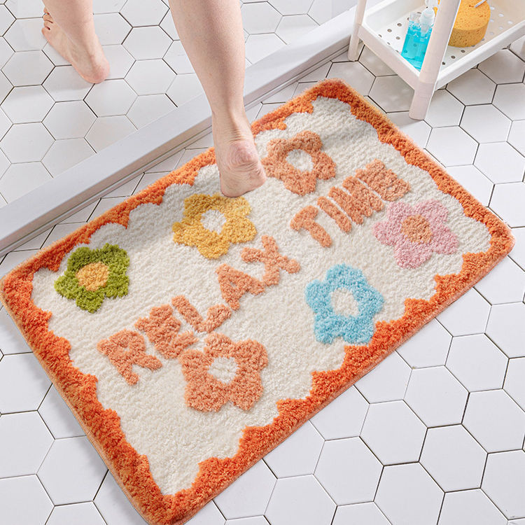 1PC Ins Simple Bathroom Floret Carpet