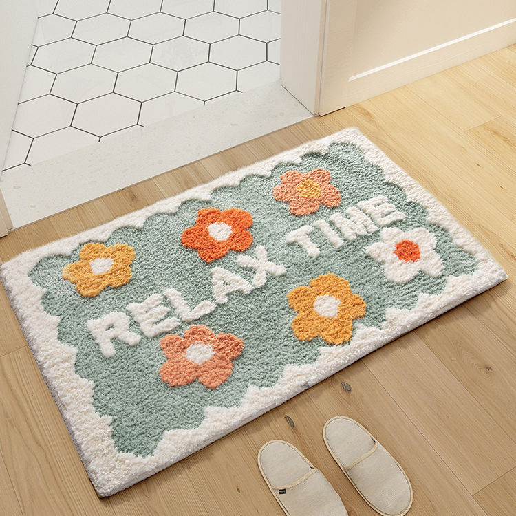 1PC Ins Simple Bathroom Floret Carpet