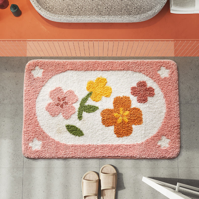 1PC Ins Simple Bathroom Floret Carpet