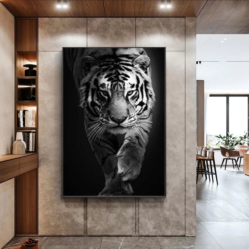 Black And White Animal Tiger Art Print Wall Painting Canvas Picture