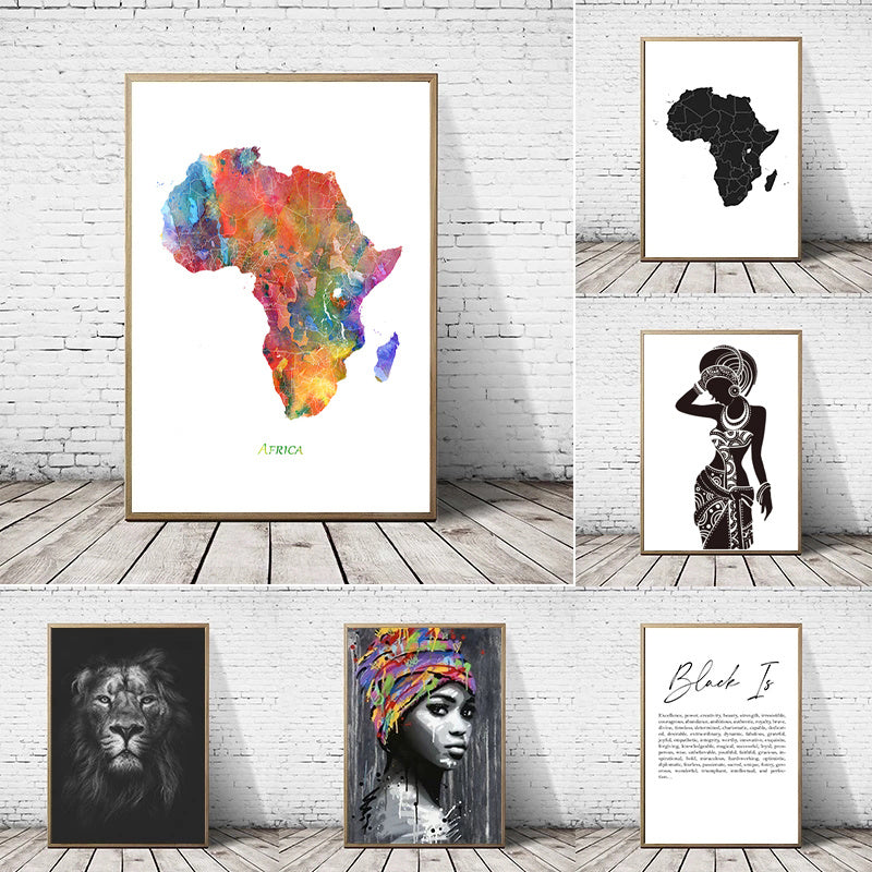 Africa Map Wall Art Print And Poster Canvas Painting